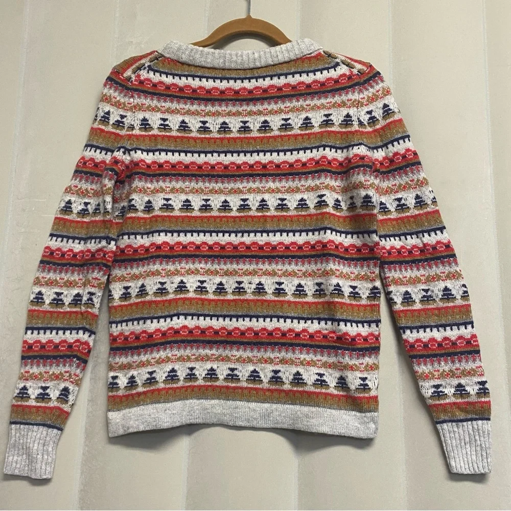 J. Crew Women’s Sweater Fair Isle Nordic Wool Blend Crew Neck Cabincore Cozy